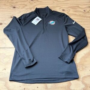 NEW NIKE Miami Dolphins Nike NFL Dri-Fit Half Zip Pullover Men's SMALL Gray